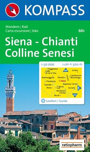 Kompass Karten, Siena, Chianti, Colline Senesi: Wanderkarte mit Kurzführer und Radrouten. 1:50000. Dt. /Ital. (KOMPASS Wanderkarte, Band 661)