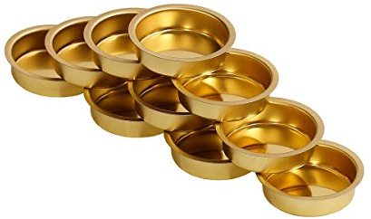 Bütic GmbH Bougeoir plat en laiton 40 mm, pour bougies chauffe-plat de taille standard, Laiton, argenté, 10er Set