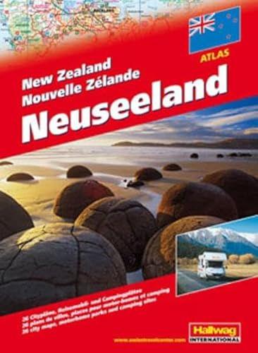 Neuseeland Atlas: 26 Citypläne, Reisemobil- und Campingplätze (Hallwag Atlanten)