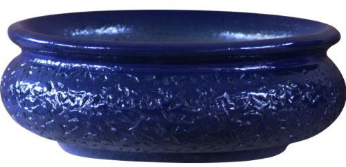 K&K Keramik Watzmann Bonsai Pot XL Flat 50 x 18 cm Frost-Resistant Stoneware Ceramic Blue