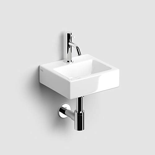 CLOU Inbe Waschbecken-Set inklusive Armatur, Stopfen und Siphon Keramik 29x27x9 cm Weiß/Chrom