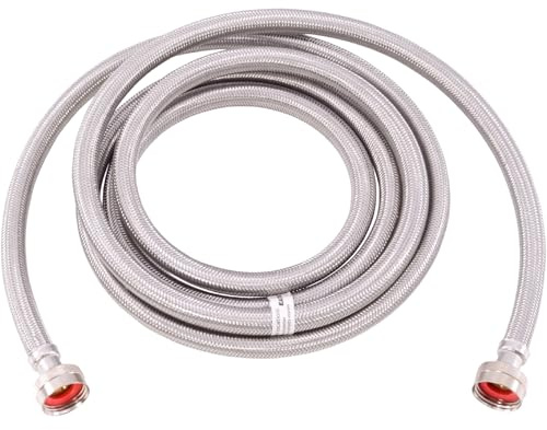 Eastman 48640 Stainless Steel Washing Machine Hose - Single, Silver, 10'