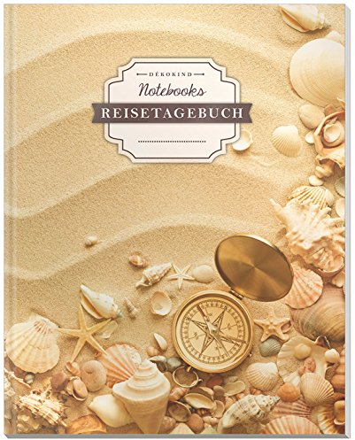DÉKOKIND Reisenotizbuch zum Selberschreiben | DIN A4, 100+ Seiten, Register, Vintage Softcover | Perfekt als Abschiedsgeschenk | Motiv: Strandmotiv
