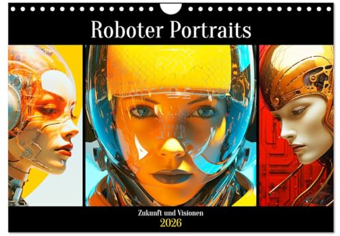 Roboter Portraits. Zukunft und Visionen (Wandkalender 2026 DIN A4 quer), CALVENDO Monatskalender: Die Zukunft im Blick! Roboter Portraits enthüllen ... Intelligenz. (CALVENDO Technologie)