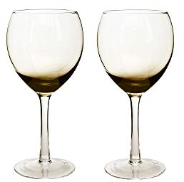 Denby - Halo Smoked Grey Large Red Wine Glasses Set of 2 - 460ml - Hand Blown Hand Finished Long Stem Large Wine Glasses Coloured - Dishwasher Safe