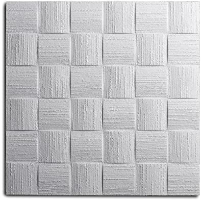 Decosa Dublin (AP 106) - 40 placas = 10 m2 - paneles decorativos de color blanco en aspecto trenzado - Paneles de techo de 50 x 50 cm de poliestireno - Techos Paneles de poliestireno