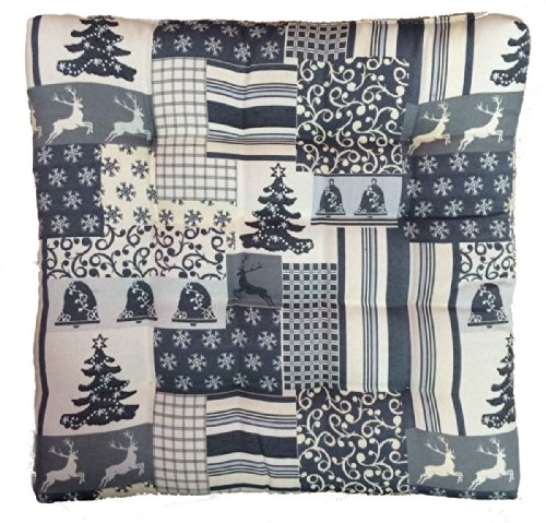 AS4HOME Stuhlkissen - Sitzkissen Patchwork Style Winter - grau - ca 40 x 40 cm