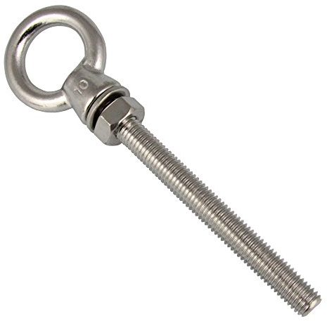 5 Stück Augbolzen mit metrischem Vollgewinde M8 x 80 mm, Mutter und Unterlegscheibe - Edelstahl A4 - Ringschrauben - BOOTSTEILE BRAUER®