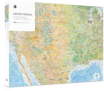 Pomegranate 1000-Piece Jigsaw Puzzle for Adults, Anton Thomas' North America Map, Matte Finish, Snug Fit, Map Puzzle