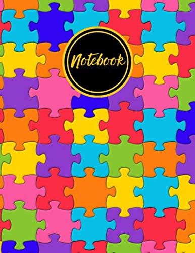 Jigsaw Puzzle Notebook: Journal, Composition Book, 130 pages, Lined, 8.5x11, Colorful