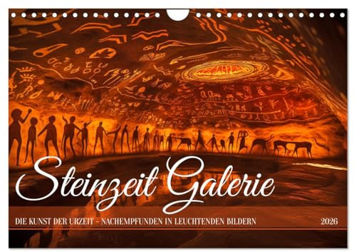 Steinzeit Galerie (Wandkalender 2026 DIN A4 quer), CALVENDO Monatskalender: Inspiriert von den Höhlen von Lascaux - die Kunst alter Kulturen (CALVENDO Kunst)
