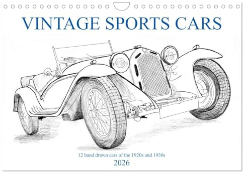 Vintage Sports Cars (Wandkalender 2026 DIN A4 quer), CALVENDO Monatskalender: 12 handgezeichnete Sportwagen Klassiker (CALVENDO Technologie)
