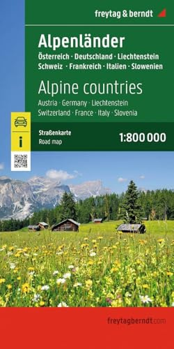 Alpine Countries Road and Leisure Map: Austria, Germany, Liechtenstein, Switzerland, France, Italy,