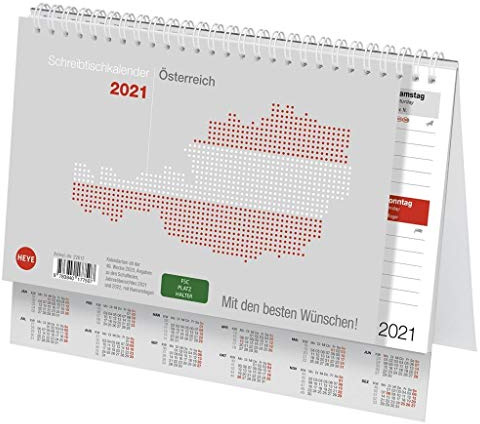 Schreibtischkalender 2021 Österreich klein - Splintenkalender mit Wochenkalendarium und Spiralbindung - Format 24 x 18 cm