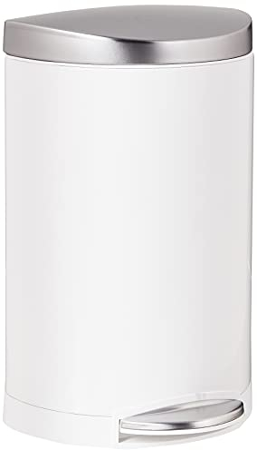 simplehuman, cubo semicircular con pedal, acero blanco, 10 L