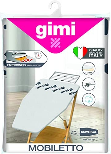 GIMI Mobiletto, Copriasse da Stiro compatibile con Assi da Stiro Foppapedretti, Telo Stiro con Elastico, Imbottito, Riflettente, Tessuto, Grigio, 101 x 49 cm