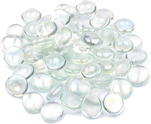 ARSUK Pebbles Vidrio para Pintar macetas de Plantas jarrones artesanías Blancas Decorativas afrutadas pecera eléctrica Redonda Pebble Art Acuario Grande jarrón (170-180 Guijarros Transparentes)