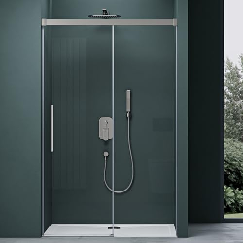 Mai&Mai Paroi de Douche en niche 120x190cm Pare Douche Transparent avec Porte Coulissante en Verre ESG avec Revêtement NANO Easy Clean T12