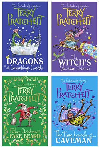 Terry Pratchett: Children's Circle Stories 4 Books Collection Set (Dragons at Crumbling Castle, The Witch's Vacuum Cleaner, Father Christmas's Fake Beard & The Time-travelling Caveman)