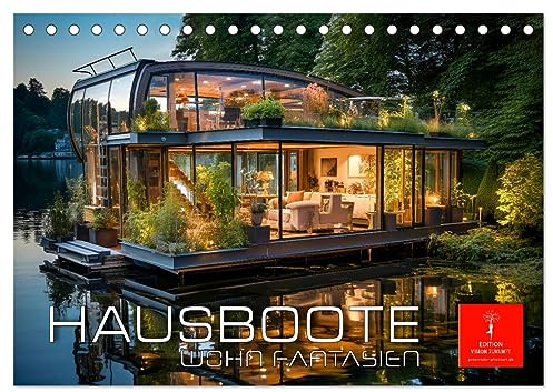 Hausboote Wohn Fantasien (Tischkalender 2026 DIN A5 quer), CALVENDO Monatskalender: Hausboote, die Architektur neu definieren. (CALVENDO Orte)