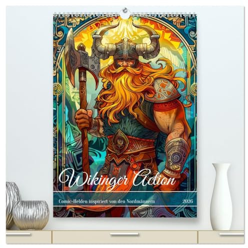 Wikinger Action - Comic-Helden inspiriert von den Nordmännern (hochwertiger Premium Wandkalender 2026 DIN A2 hoch), Kunstdruck in Hochglanz: Nordische Helden erobern die Comics (CALVENDO Kunst)