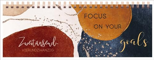 Tischkalender quer Goals 2024: 1 Woche auf 2 Seiten; Mit Sprüchen und viel Platz für Notizen; Format: 29,8 x 10,5 cm
