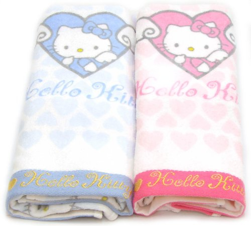 Hello Kitty Set asciugamani 2 pz 31.5X15.7 100% cotone vasca doccia Rosa Blu
