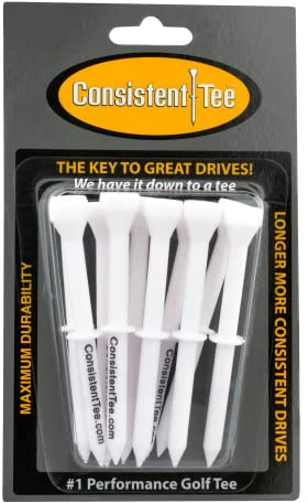 Consistent Tee 3 1/4 Pack of 10 Durable, Biodegradable Tees for Perfect Height and Position (White)
