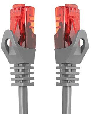 BIGtec câble de réseau Gigabit Ethernet (2 connecteurs RJ45, Cat. 5e, câble Paire torsadée UTP, 1000 Mbit/s, pour VA, connexions DSL, Panneaux de Brassage, routeurs, modems, wAP) 10m - Grau