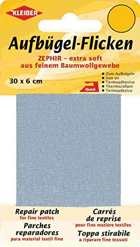 Kleiber + Co.GmbH Zephir Aufbügelflicken, Baumwolle, hellgrau, 30 x 6 x 0.3 cm