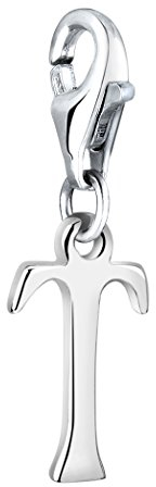 Nenalina Buchstabe T Karabiner Charm Anhänger für Bettelarmband aus 925 Sterling Silber 713249-000