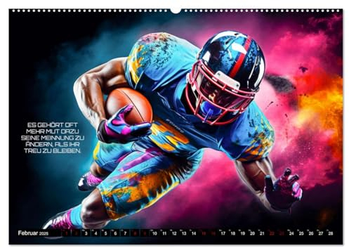 American Football und Motivation (hochwertiger Premium Wandkalender 2025 DIN A2 quer), Kunstdruck in Hochglanz