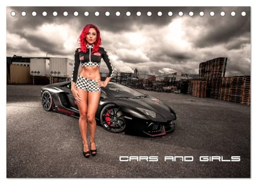 Cars and Girls (Tischkalender 2025 DIN A5 quer), CALVENDO Monatskalender: Tolle Autos mit tollen Frauen