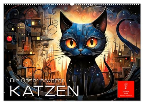 Katzen - die Nacht erwacht (Wandkalender 2026 DIN A2 quer), CALVENDO Monatskalender: Nächtliche Ausflüge auf Samtpfoten. (CALVENDO Tiere)