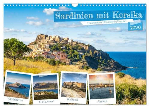 Sardinien mit Korsika (Wandkalender 2026 DIN A3 quer), CALVENDO Monatskalender: Das sollten Sie unbedingt in Sardinien's Norden besuchen. (CALVENDO Orte)