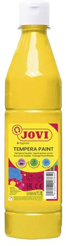 Jovi - Gouache liquide, bouteille de 500ml, Couleur jaune, Peinture à base d'ingrédients naturels, Facile à laver, Sans gluten, Idéal pour l'école (50602)