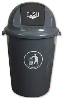 Papelera De Plastico 80 Litros Con Cabecera Redonda Gris