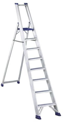Svelt Scala Alluminio 8 gradini Professionale con Guarda-Corpo e Base Larga, 150kg di portata