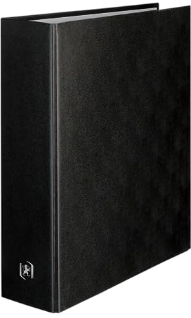OXFORD Balacron - Raccoglitore A4XL, dorso 80 mm, 4 anelli a D, copertina in PVC, colore: Nero