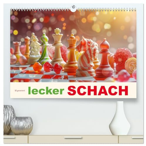 Lecker Schach (hochwertiger Premium Wandkalender 2026 DIN A2 quer), Kunstdruck in Hochglanz: Genussvolle Züge - Schach für Naschkatzen - KI generiert (CALVENDO Lifestyle)