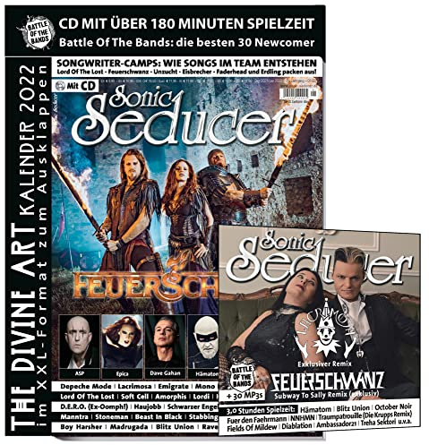 Sonic Seducer 12/2021 - 01/2022 +Feuerschwanz exkl. Remix +The Divine Art Kalender 2022 +Lacrimosa exkl. Remix +Depeche Mode +ASP +Lord Of The Lost ... + Epica + Hämatom + CD mit 3 St. Spielzeit