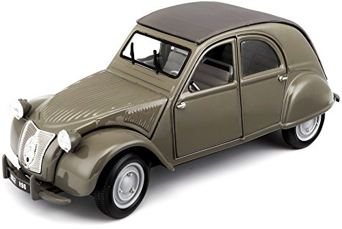 Maisto Citroen 2CV '52, Modellauto mit Federung, Maßstab 1:18, Türen und Motorhaube beweglich, Fertigmodell, lenkbar, 24 cm, grau (531834)