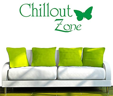 Indigos UG - Wandtattoo Wohnzimmer - Wandaufkleber Chillout Zone Chilln Chillen Entspannung 120x49, gruen w044 - Aufkleber Kinderzimmer Schlafzimmer Küche Badezimmer Büro Dekoration