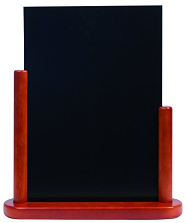 SECURIT - Lavagna Da Tavolo Elegant - Per Pennarelli A Gesso Liquido - Per Caffè, Ristoranti, Bar, Negozi - Grande - Inserto Rimovibile - Faggio Laccato - 21x30cm - Colore Mogano