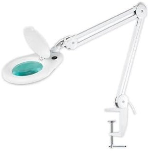 Flexolupa- Led Lupa de 5 dioptrías flexible iluminada por 60 leds con una lente en cristal de 125 mm, Color blanco, M (LU000090)