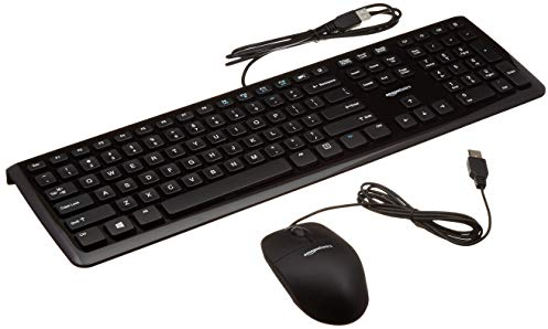 Amazon Basics Wired USB-Tastatur und Maus mit kabel im Set, schwarz