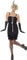 Smiffys Flapper Kostüm, Schwarz, mit kurzem Kleid, Kopfschmuck & Handschuhen