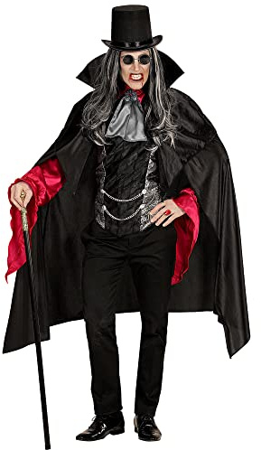 W WIDMANN MILANO Party Fashion - Vampir Kostüm für Erwachsene | Hemd mit Weste, Jabot mit Medaille, Umhang, Blutsauger Verkleidung für Halloween, Karneval