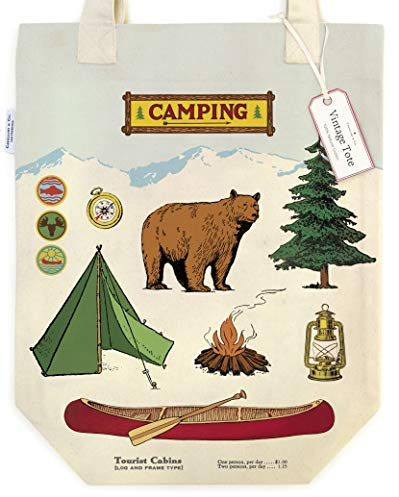 Cavallini Papers & Co. TB/CAMP Camping Tote Bag Tragetasche, Canvas, multi