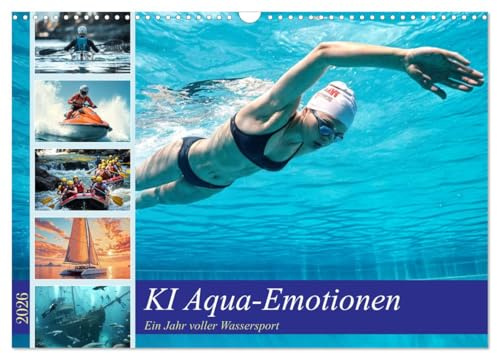 KI Aqua-Emotionen - Ein Jahr voller Wassersport (Wandkalender 2026 DIN A3 quer), CALVENDO Monatskalender: Atemberaubende Darstellungen der vielfältigsten Wassersportarten (CALVENDO Sport)